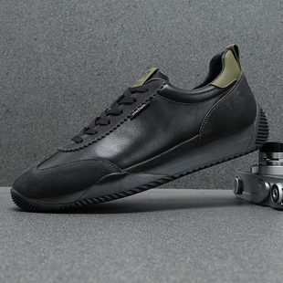 头层牛皮阿甘鞋男2025秋冬新款运动皮鞋男真皮休闲鞋加绒德训鞋男