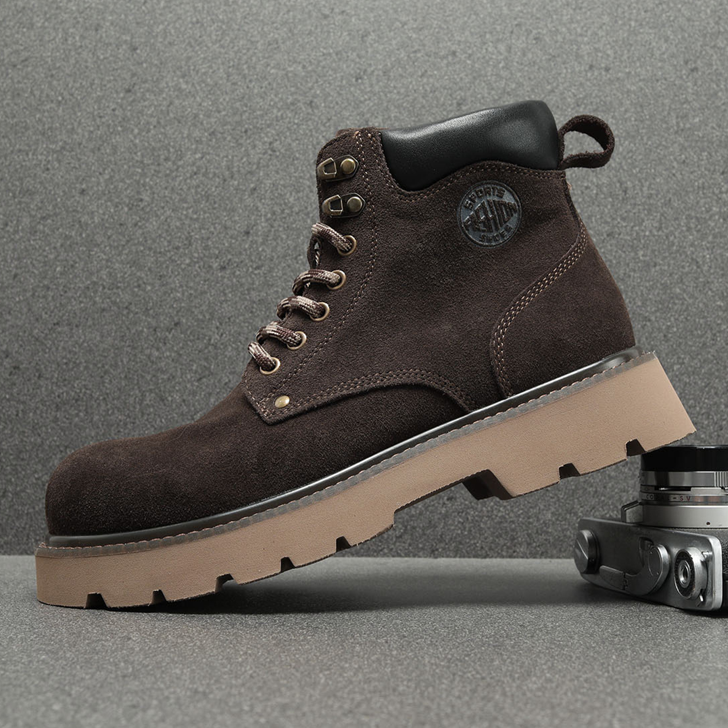 牛反绒皮马丁靴男款2025新款冬季