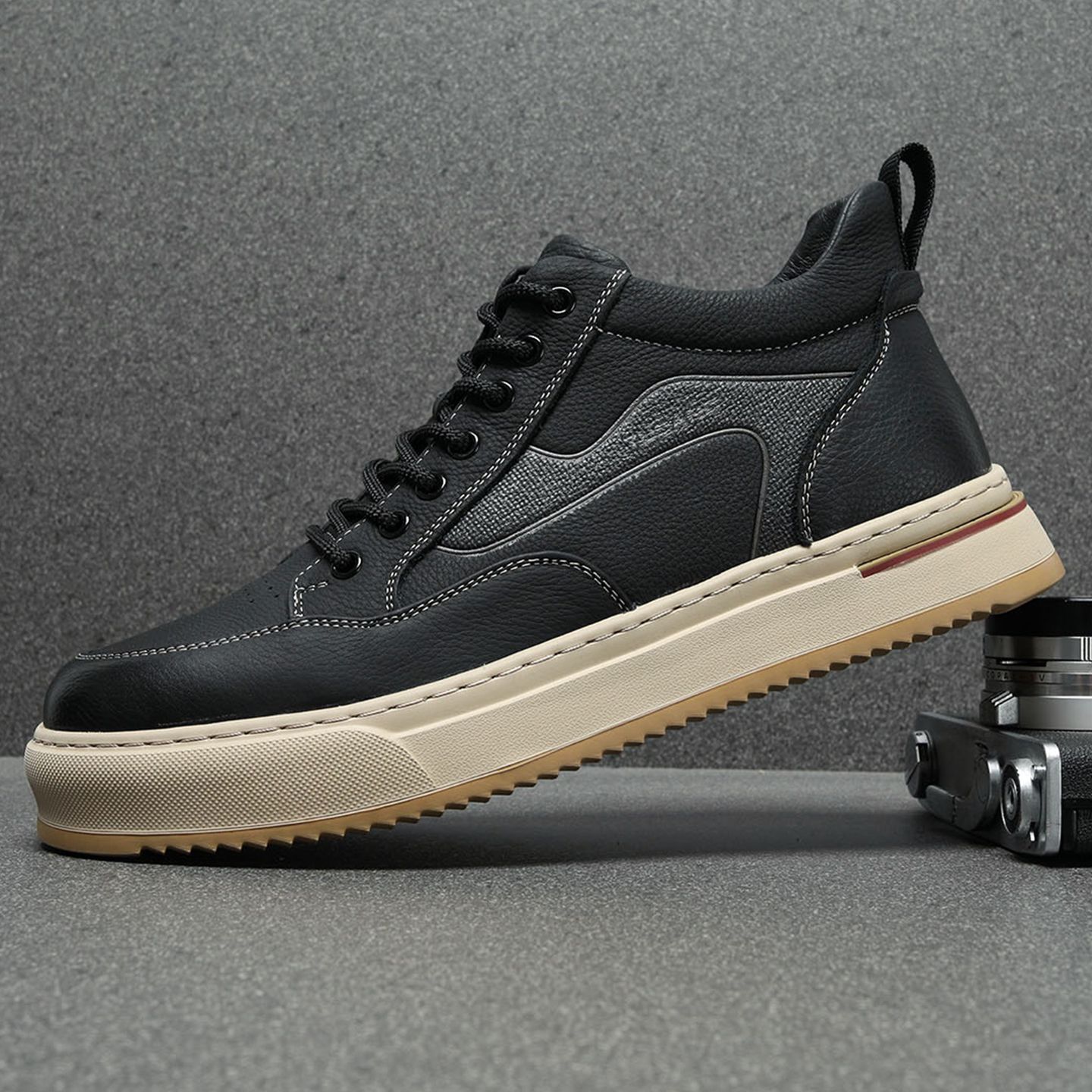 男鞋2025冬季新款真皮高帮板鞋