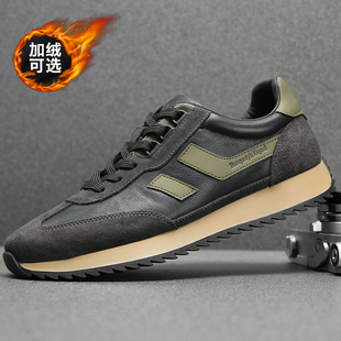 男鞋冬季新款鞋子男休闲鞋潮流百搭高帮加绒保暖棉鞋真皮鞋子男款