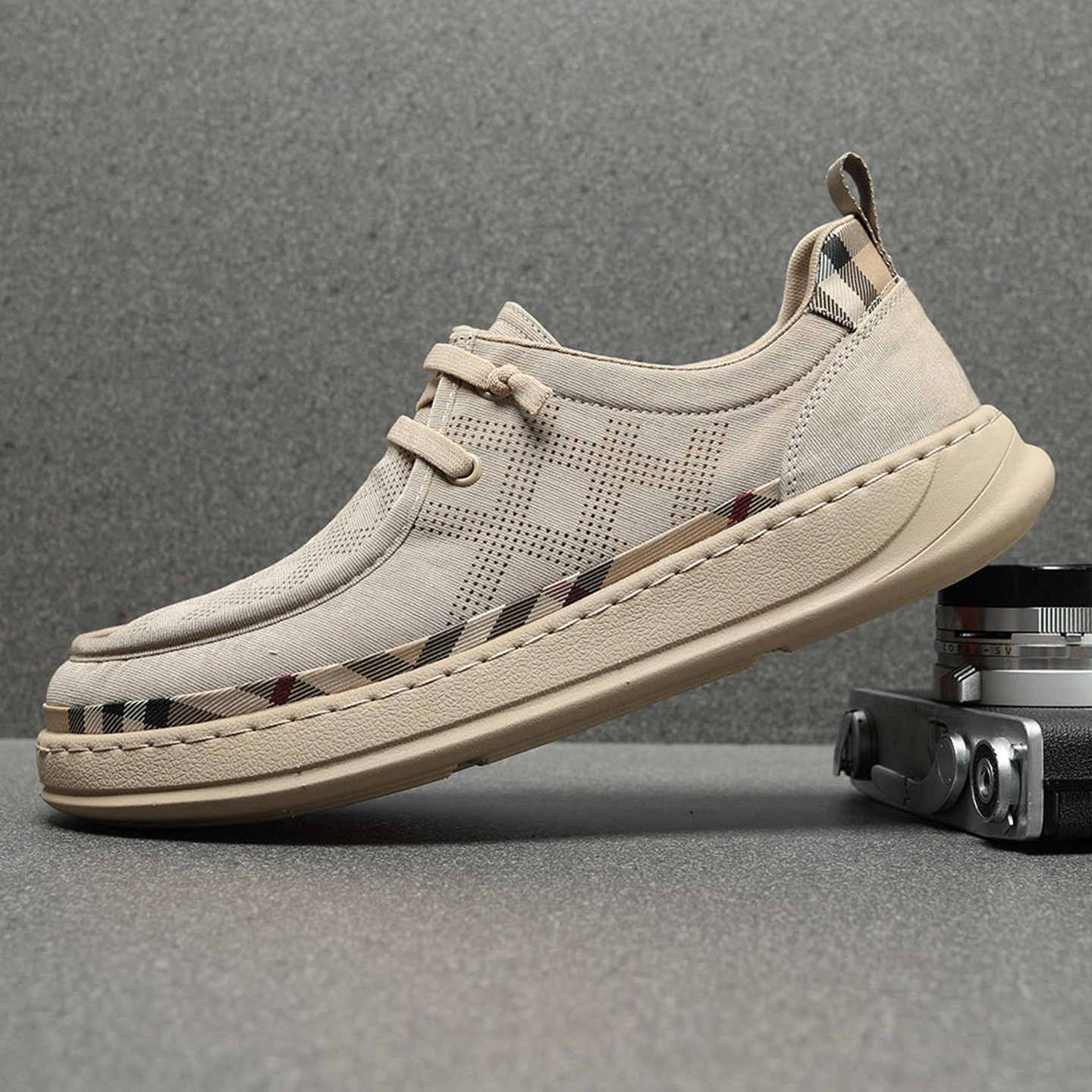 帆布鞋男款春季2026新款厚底户外工装休闲鞋舒适轻便徒步鞋男透气