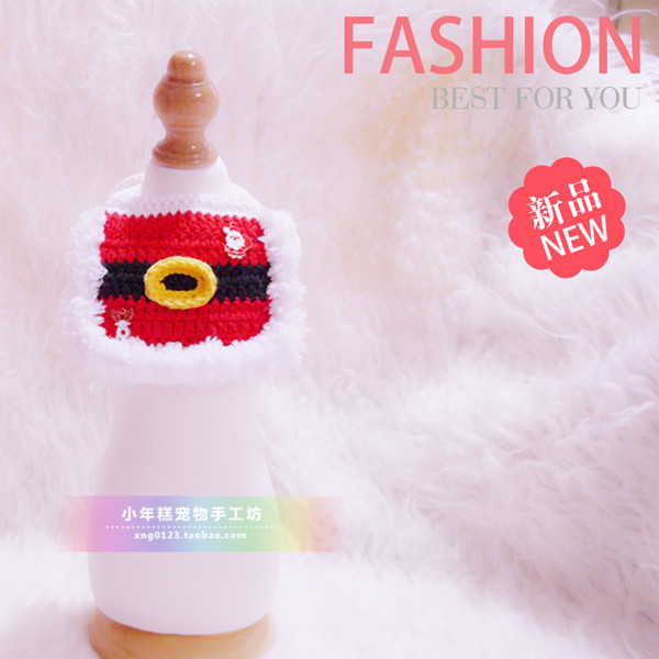 包邮小年糕原创宠物狗狗猫猫纯手工新年圣诞老人口水巾围巾围脖帽