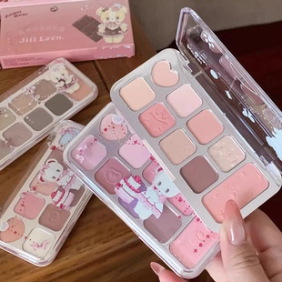 JILLLEEN九色眼影综合盘百搭闪光丝绒哑光珠光大地色小熊