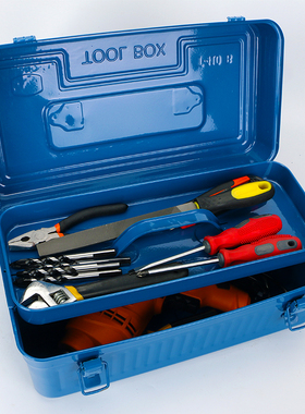 工具箱家用收纳箱大号五金工具盒小号中号大号箱子手提箱双层铁箱