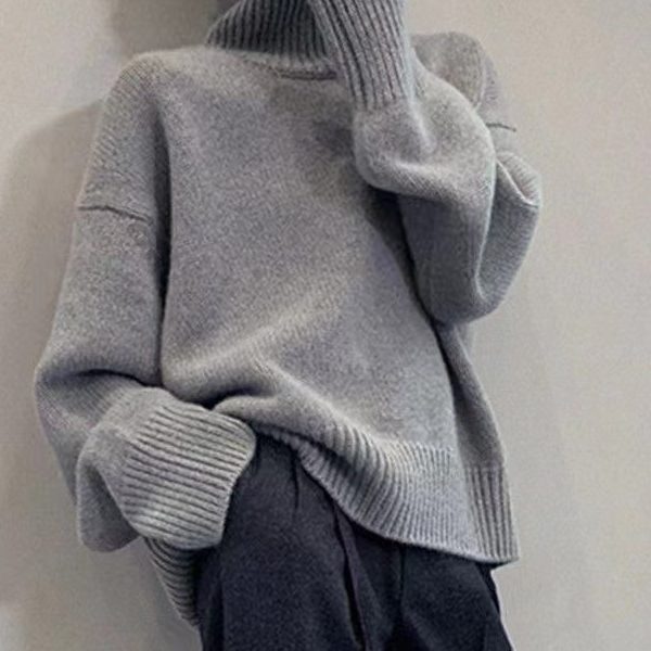 秋冬高领加厚宽松慵懒风毛衣女