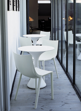 Driade 意大利 Bo Stackable 白色现代简约靠背餐椅椅子