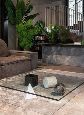 意大利martinelli luce Metafora大理石玻璃茶几创意