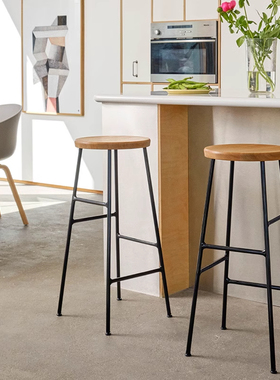 HAY 丹麦 Cornet 木座钢底高脚吧凳吧台椅子北欧风格