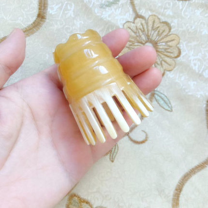 十多年老店白牛角按摩洗头梳圆筒型头部经络牛角头刷非绵羊角梳
