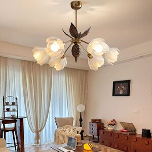 法式卧室灯中古花瓣宋氏美学吊灯商用新款复古禅意餐厅灯具客厅灯