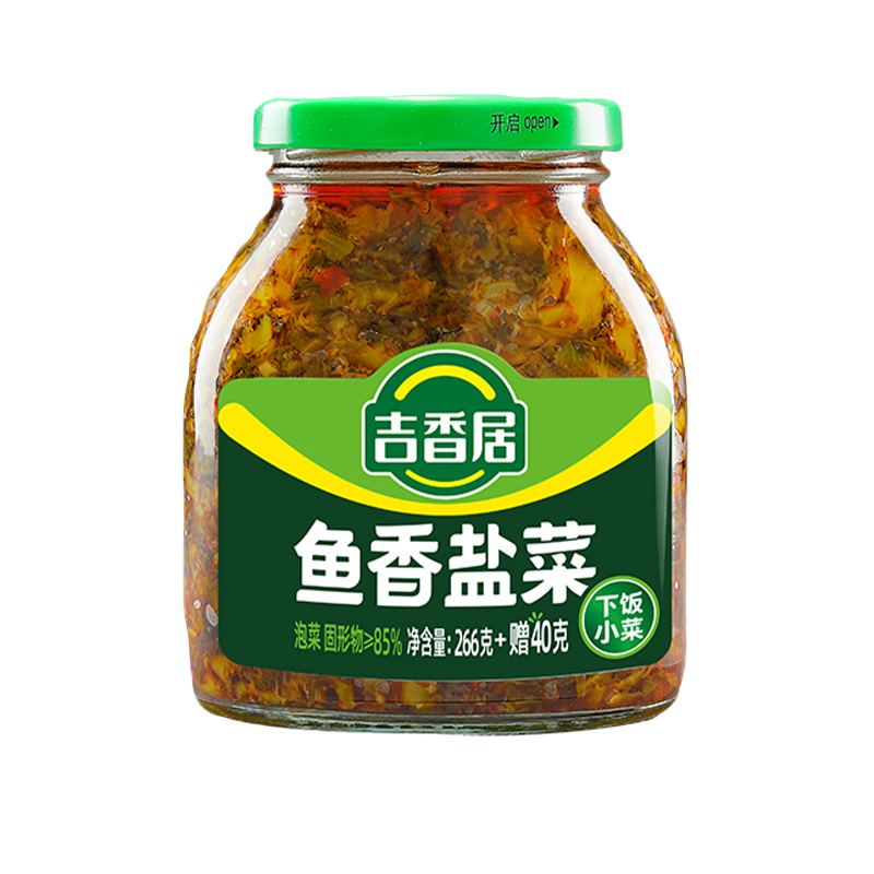 吉香居鱼香盐菜开味下饭菜罐装四川特产拌面拌饭酱腌菜306g瓶装