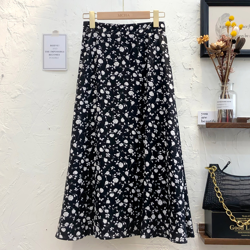 高腰显瘦a字裙子碎花半身裙女夏