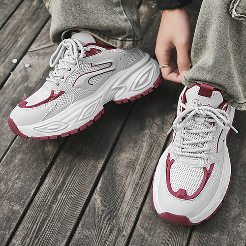 2025秋冬潮男时尚厚底老爹鞋简约轻便休闲鞋子户外透气运动登山鞋
