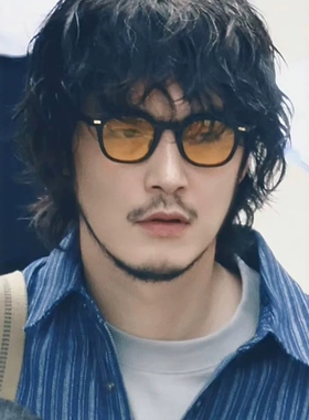 金世佳同款墨镜男款痞帅日系复古黄色夜视街拍近视太阳眼镜女大脸