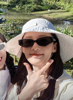 花儿与少年李沁同款猫眼黑色墨镜女夏季度假遮阳防紫外线太阳眼镜