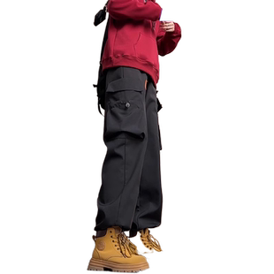 美式三防机能工装裤男款秋季休闲登山束脚裤子配马丁靴爬山冲锋裤