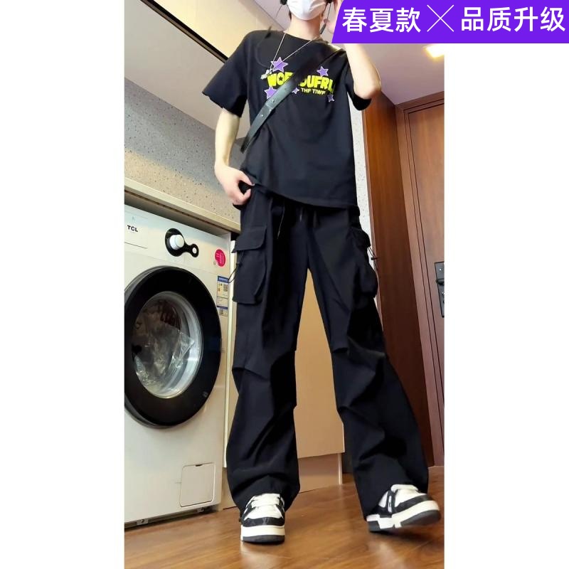 美式机能休闲裤男夏春季hiphop垂感裤子春款工装裤男款春夏冲锋裤