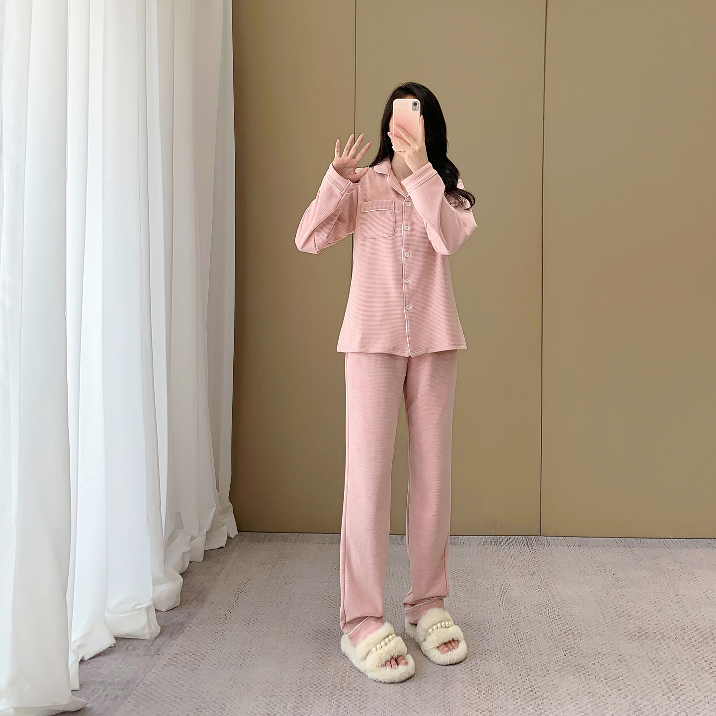 175高个子睡衣睡裤女加长版德绒