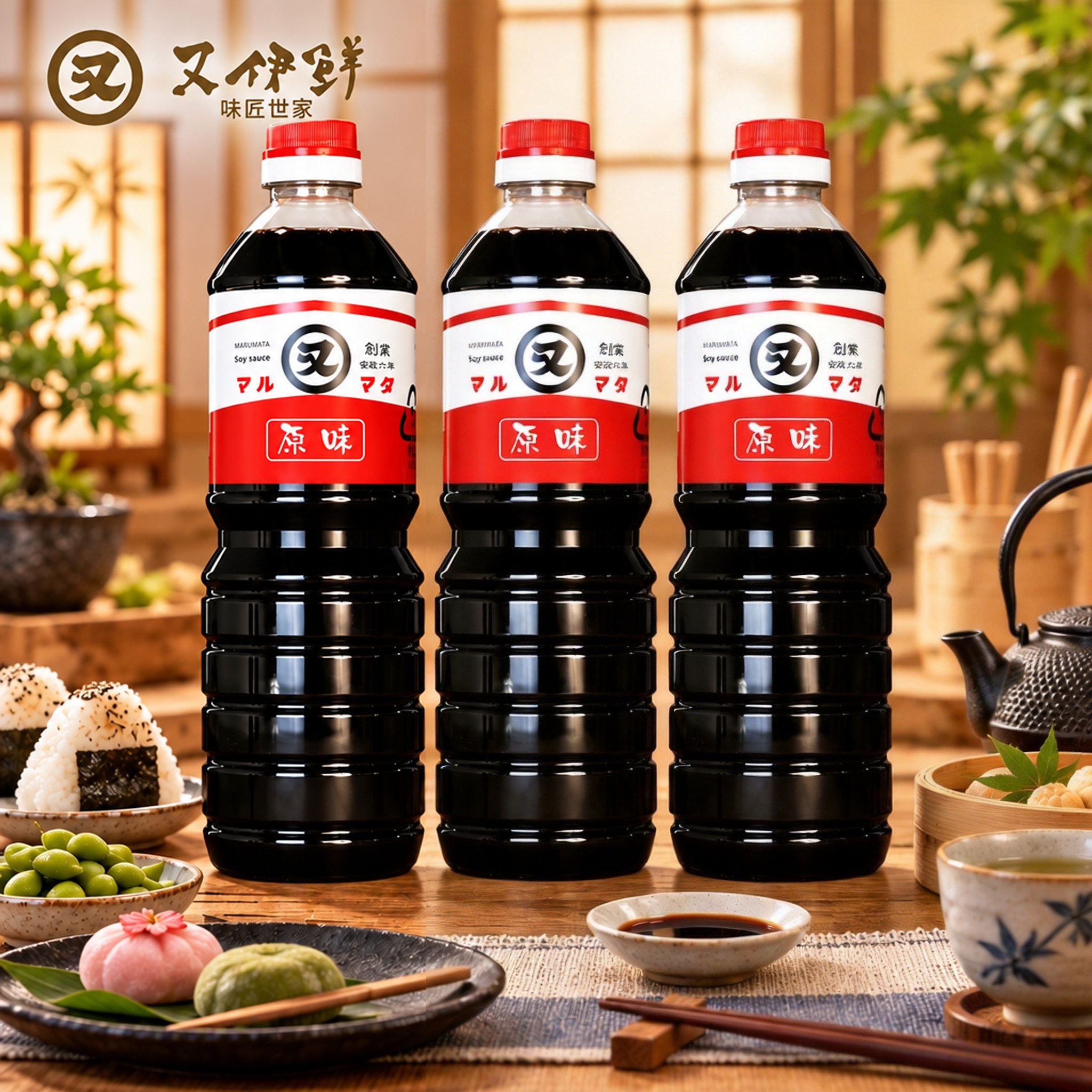 【3瓶装】又伊鲜日本红烧调味蘸料零添加特级原味拌饭黄豆酱油1L