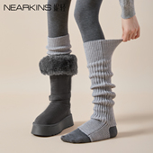 袜套堆堆袜配靴子女秋冬加厚踩脚灰色小腿套长筒保暖显瘦搭雪地靴