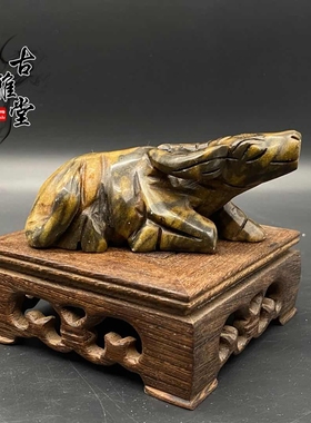 玉石小牛雕刻外蒙料客厅工艺古玩