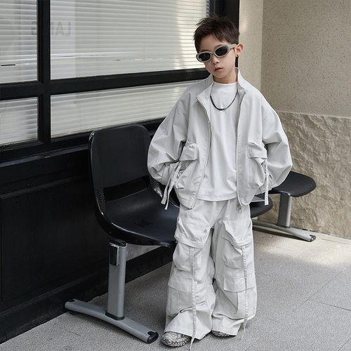 男童秋季新款工装外套长裤子套装