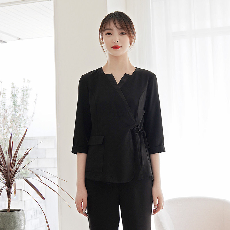 夏季美容院工作服女短袖时尚高端养生馆皮肤管理纹绣师足浴职业装在类目 女装/女士精品, 套装/学生校服/工作制服, 职业女裤套装中 - 来自Buy2taobao.com提供专业的淘宝代购服务