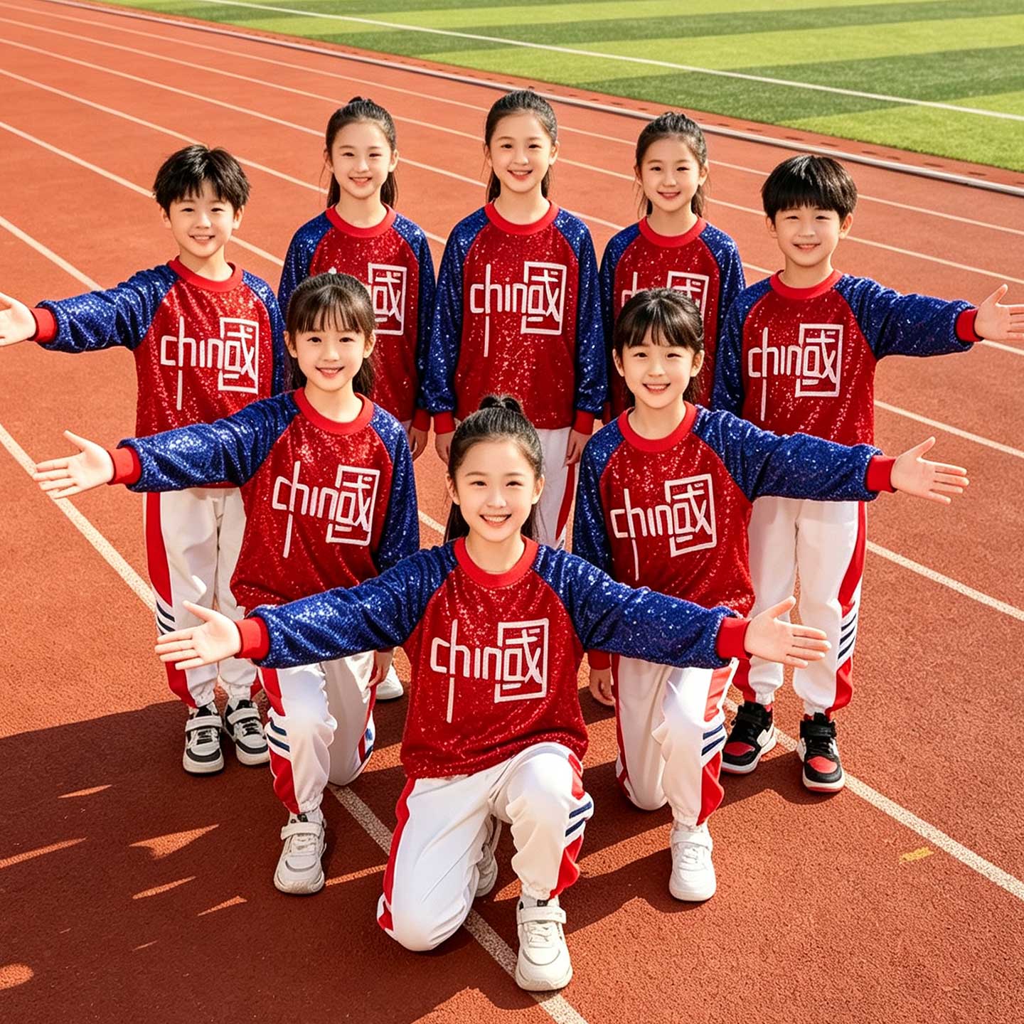 儿童架子鼓街舞表演服小学生运动会开幕式班服幼儿园啦啦队演出服图片