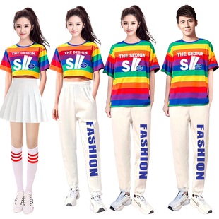 夏季成人爵士舞蹈服装青春活力套装女跳舞啦啦队拉拉操舞台演出服