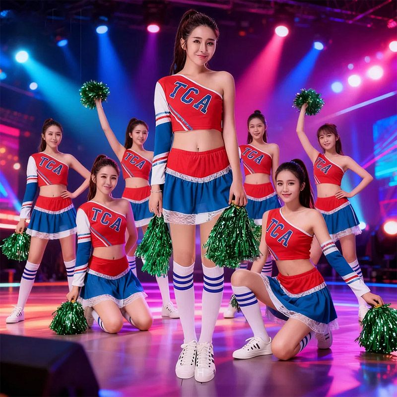 新款啦啦队演出服现代爵士舞街舞运动会打歌合唱拉拉操表演服套装