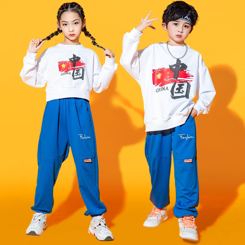 新款儿童啦啦队演出服男女童运动风学生合唱班服爵士舞蹈表演服装