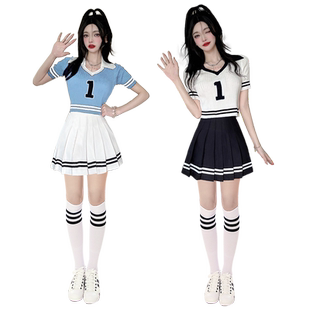 夏季啦啦队服装女团成人足球宝贝拉拉操运动会演出服舞蹈爵士套装