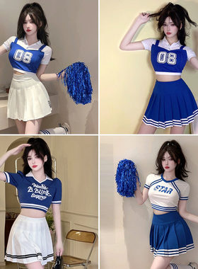 韩版成人啦啦操服装露脐套装