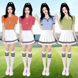 夏季成人针织衫嘻哈爵士舞蹈啦啦操表演服运动会开幕式拉拉队套装