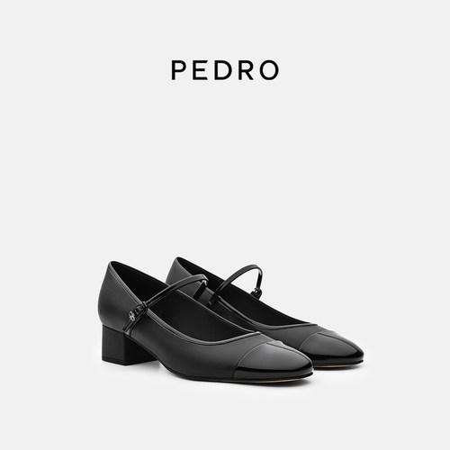 PEDRO马年限定鬃迹系列女士复古玛丽珍鞋粗跟小红鞋PW1-26480100