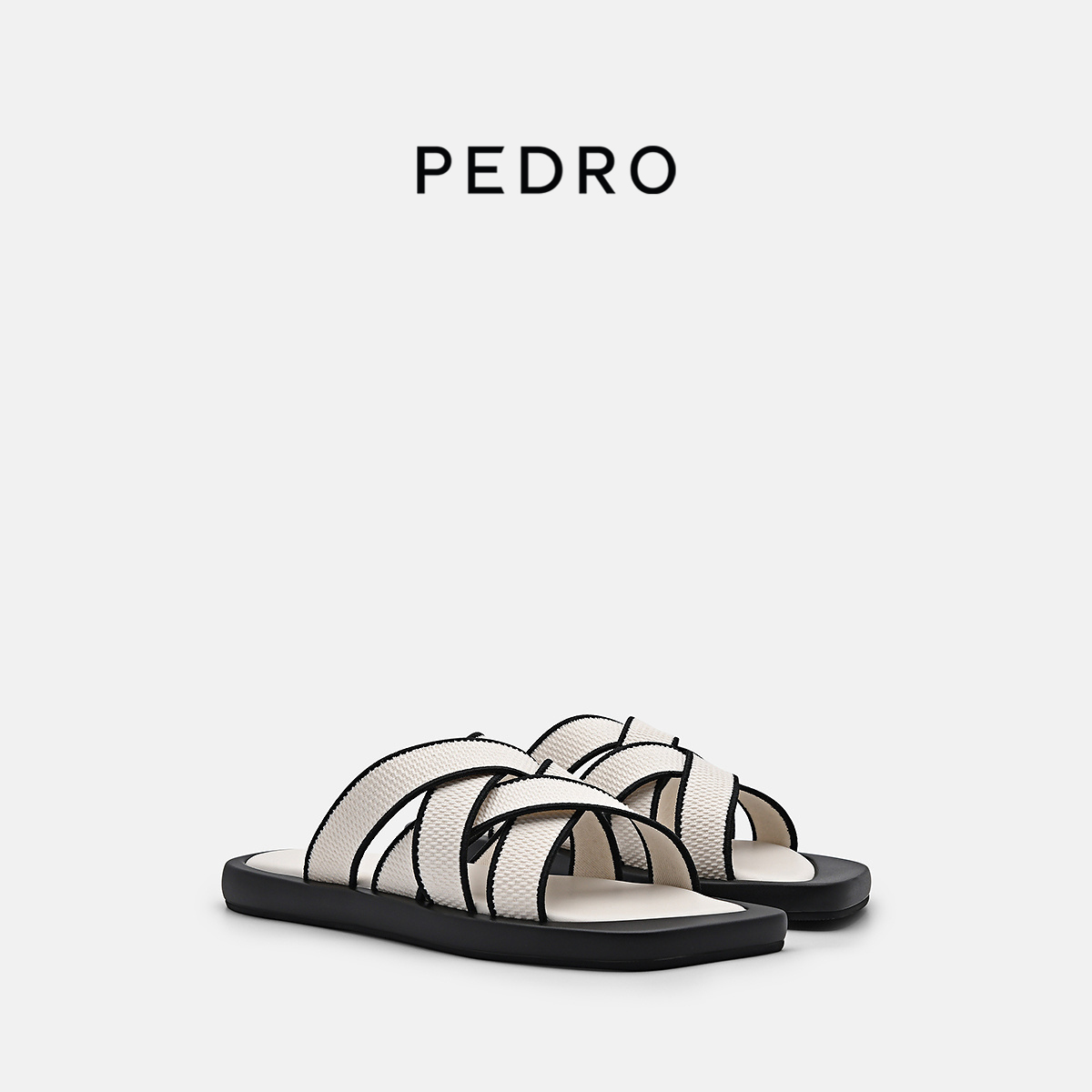 PEDRO厚底凉拖舒适露趾编织凉鞋一字拖女PW1-65110077