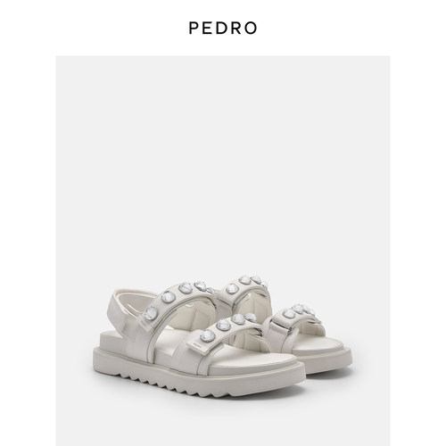 PEDRO水钻装饰后绊带沙滩鞋厚底鞋魔术贴PW1-66760022