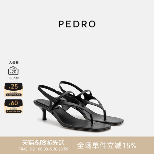 PEDRO夹趾高跟鞋26夏季女士漫姿系列方头小猫跟凉鞋PW1-26220095