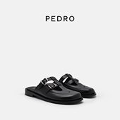 PEDRO圆头玛丽珍鞋 66380032 PW1 启示录系列双扣带拖鞋 穆勒鞋