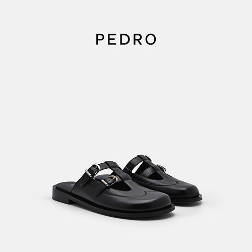 PEDRO圆头玛丽珍鞋启示录系列双扣带拖鞋穆勒鞋PW1-66380032