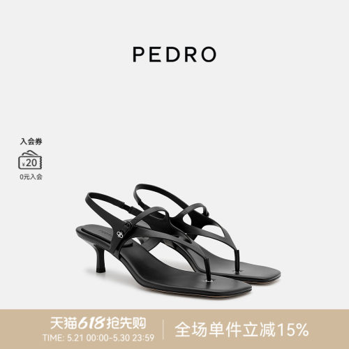 PEDRO夹趾高跟鞋26夏季女士漫姿系列方头小猫跟凉鞋PW1-26220095