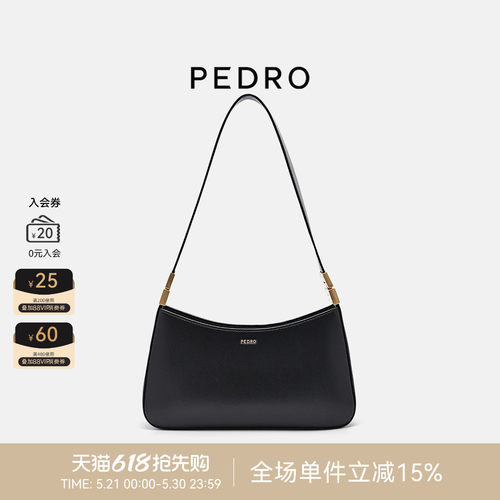 PEDRO单肩腋下包女士鎏金系列Jatte纯色宽肩带HOBO包PW2-75210161