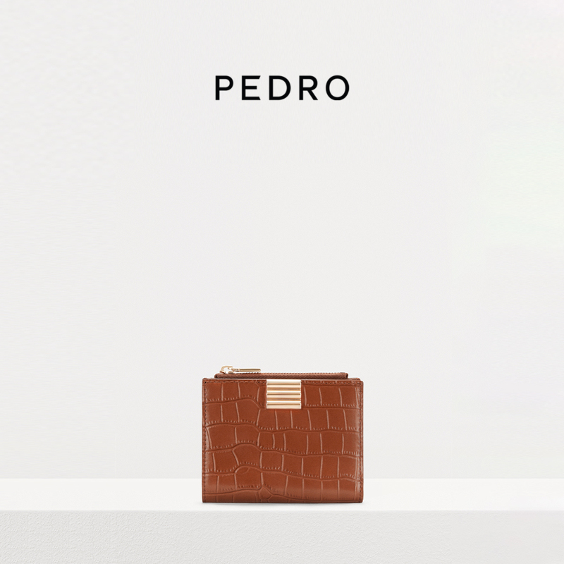 PEDRO小牛皮钱包质感压纹迷你款