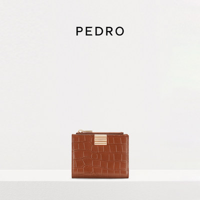 PEDRO小牛皮钱包质感压纹迷你款