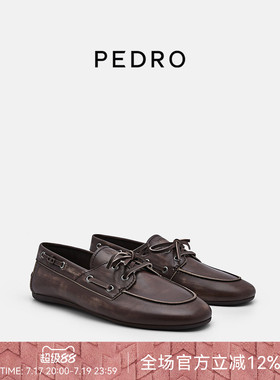 PEDRO牛皮乐福鞋女士蝴蝶结通勤平底鞋舒适单鞋PW1-66600017