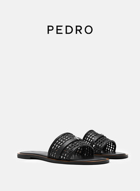 PEDRO编织风圆头一字拖鞋26夏季女南风岸系列凉鞋PW1-65110093-3