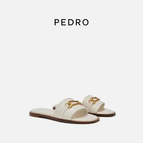 PEDRO女士金属装饰圆头拖鞋