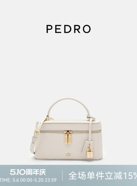 PEDRO牛皮斜挎包女士纯色手提盒子包拉链单肩小方包PW2-75940008