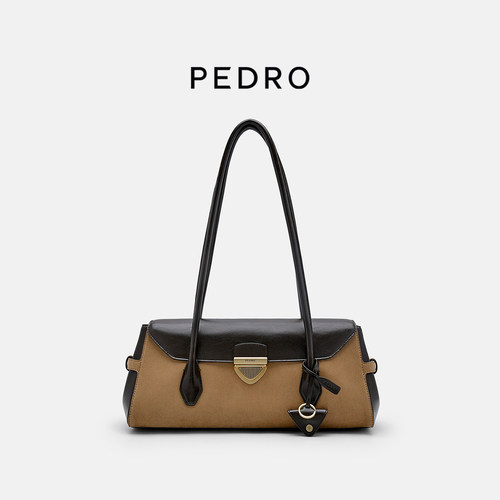 PEDRO复古法棍包女士长柄单肩包拼色腋下包PW2-76390133