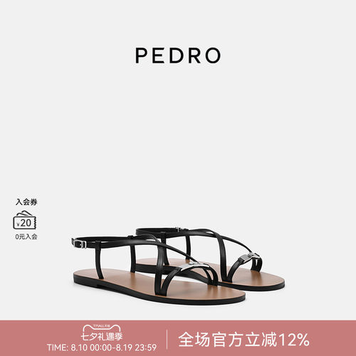PEDRO平底细带凉鞋26夏季派克系列松弛感金属扣女鞋PW1-65110101